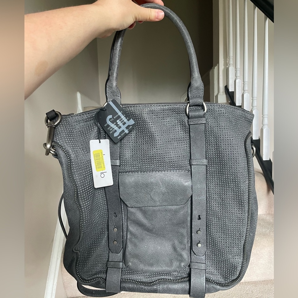 She + Lo suede gray tote bag NWT